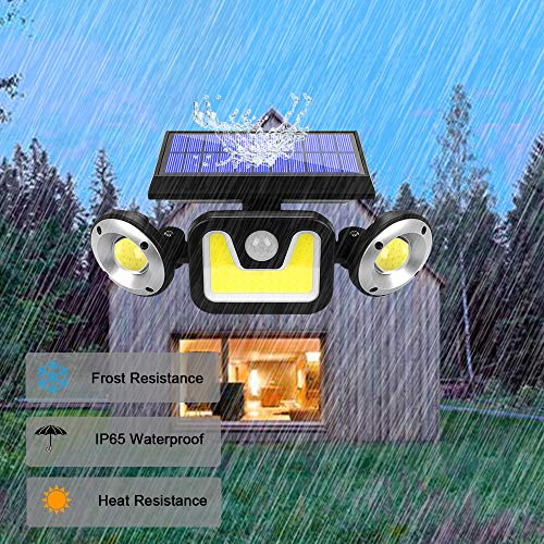 2 Pack Solar Lights Outdoor with Motion Sensor, 83 LED COB Flood Lights,3 Heads Adjustable Wireless Security Light,270° Wide Angle IP65 Waterproof Decorative Light for Garage Pathway Porch Patio Yard