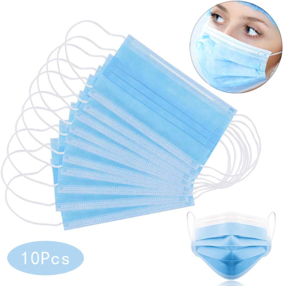 WSTJY WSTJY Disposable Face Mask, 3-ply Ear Loop Sanitary Face Mouth Cover for Dust, Flu, Pollen Allergy (10 PCS) (10PCS)