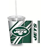 NFL Football 16oz Clear Tumbler W/Straw for NFL Fans