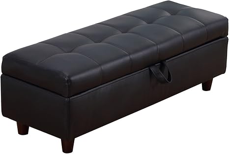 Homcom 46 Storage Ottoman Stool Bench In Pu Leather Amazon Co Uk Electronics