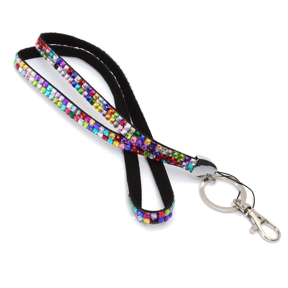 Audew Strap Lanyard Bling Rhinestone Crystal Custom for ID Badge Key Ring Holder