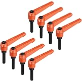 uxcell 8pcs Lever Adjustable Handles M8 x 30mm Metric Male Thread, Level Clamping Handle Hand Stud Knobs Rotating Screw Handles Bolts with Locking Lever, Orange