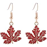 Fall Thanksgiving Earrings for Women Red Yellow Green Maple Leaf Earrings Trendy Autumn Dangle Drop Earring Thanksgiving Autumn Costume Jewelry Accessories