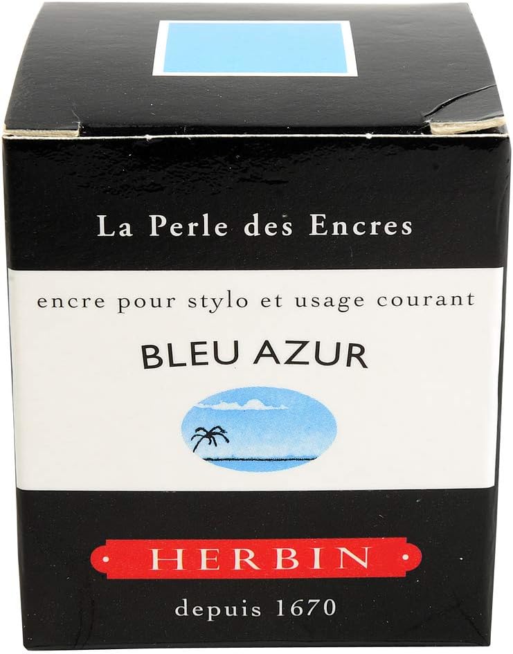 Jacques Herbin 13012T, One 30 ml Bottle of Ink for Fountain pens and Rollerball pens Bleu Azur/Azure Blue Colour - Image 3