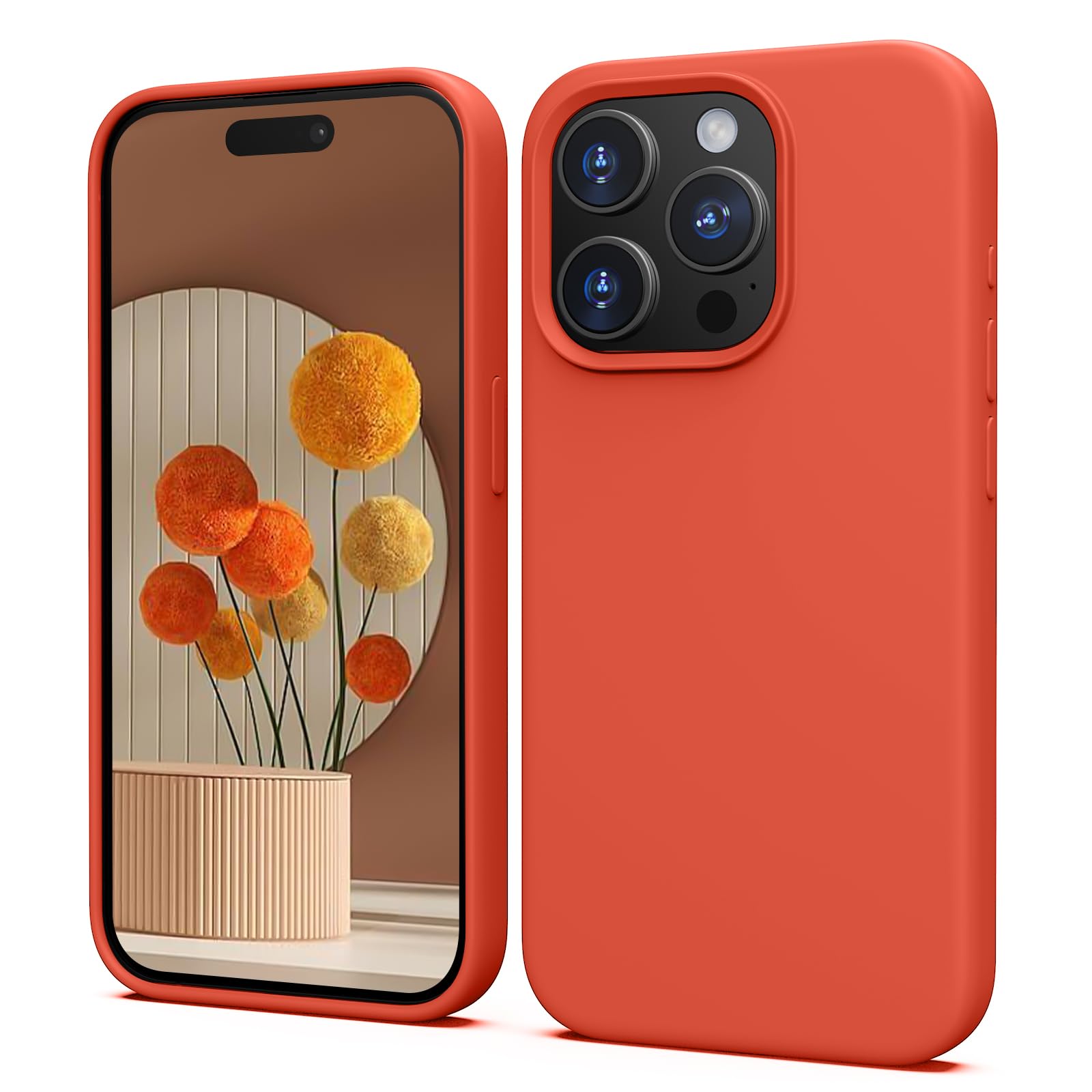 TIIXXA Silicone Case for iPhone 15 Pro Case, Soft Ultra Slim Protective Shockproof Liquid Silicone Phone Case, Anti-Scratch Microfiber Lining, 6.1" Apricot — image 1