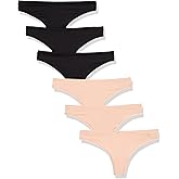 Amazon Essentials Women's Microfiber Underwear (Hipster & Thong, Available in Plus Size), Pack of 6