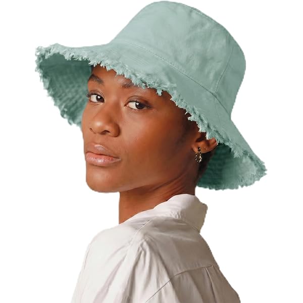 Frayed-Edge-Bucket-Hat-Summer Distressed-Beach-Sun-Hat-for  display picture 2