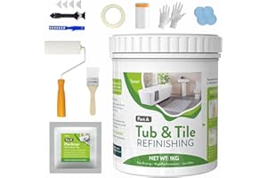 TENEE 1kg / 35 oz Tub and Tile Refinishing Kit, DIY Sink Bathtub Reglaze Kit White, Tile Paint Kit Bathroom Easy to Use, Low Odor Bathtub Refinishing Paint for Bathroom Porcelain Kitchen Fiberglass