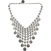 ABJFJE Retro Ethnic Coins Charming Statement Necklace Summer Bohemian Exaggerated Pendant Necklaces Fashion Jewelry for Women Costume Gift