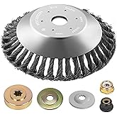 6 Inch Rotary Weed Wacker Eater Brush Steel Wire Cutter Trimmer Head with Universal Adapter Kit for Replacement Lawn Mower Gr
