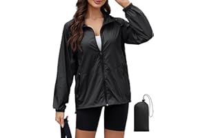PITINAN Rain Jacket Women Waterproof Lightweight Jacket With Hood Packable Raincoat with Pockets S-XXL