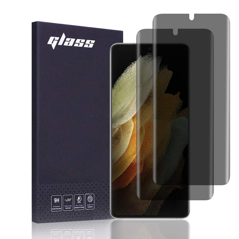 FiiMoo Privacy Screen Protector Compatible with Samsung Galaxy S21 Ultra 5G, [2-Pack] [Fingerprint Recognition] [Case Friendly] [Full Coverage], Anti-Spy TPU Ultra HD Soft Film for Galaxy S21 Ultra