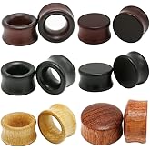 Decentraland 3 Pairs Brown Black Log Color Wood Ear Gauges Vintage Wooden Ring Body Piercings Gauge Ear Plugs Tunnels 0g(8mm)