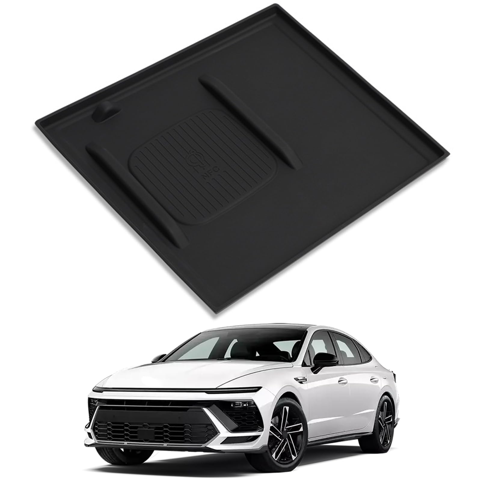 Photo 1 of VTVWNM Center Console Wireless Charging Pad Fit for Hyundai Sonata 2024 2025 Silicone Non-Slip Wireless Charger Tray Protective Mat Interior Accessories