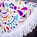 GreForest Round Beach Towel Tassel Towel Thin Rayon Cotton Round Beach Towels Sunshine Happy Circle Towel Eye-catching Beach/Daily Wrap Shawl for Decoration, Beach Leisure, Picnic Mat
