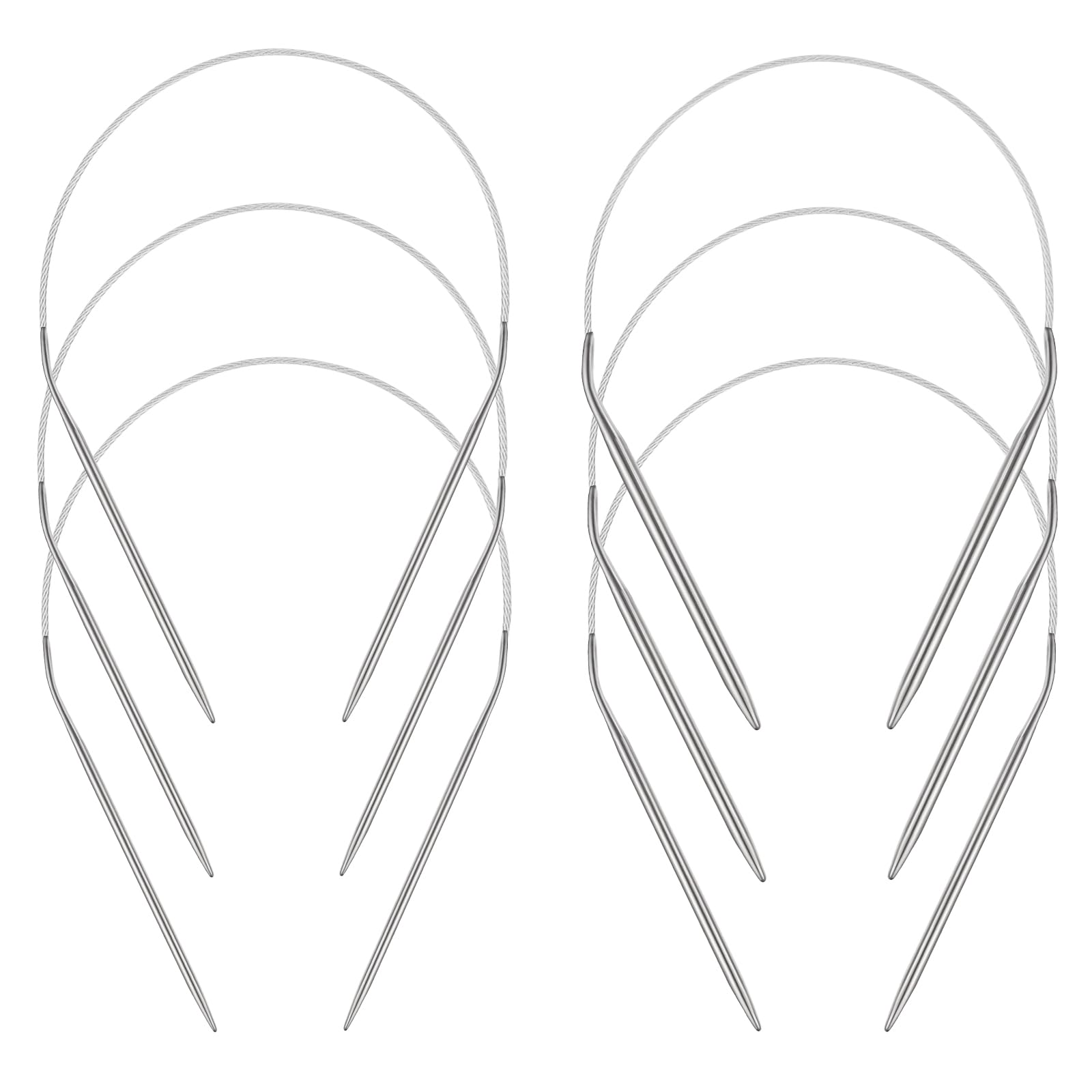 Aeelike Circular Knitting Needles 40cm Set, Size 2.5mm 3mm 3.5mm 4mm 4.5mm and 5mm, Short Stainless Steel Circular Needles for Kniting Socks Hats, Round Knitting Needles 16inch Total Length with Cable