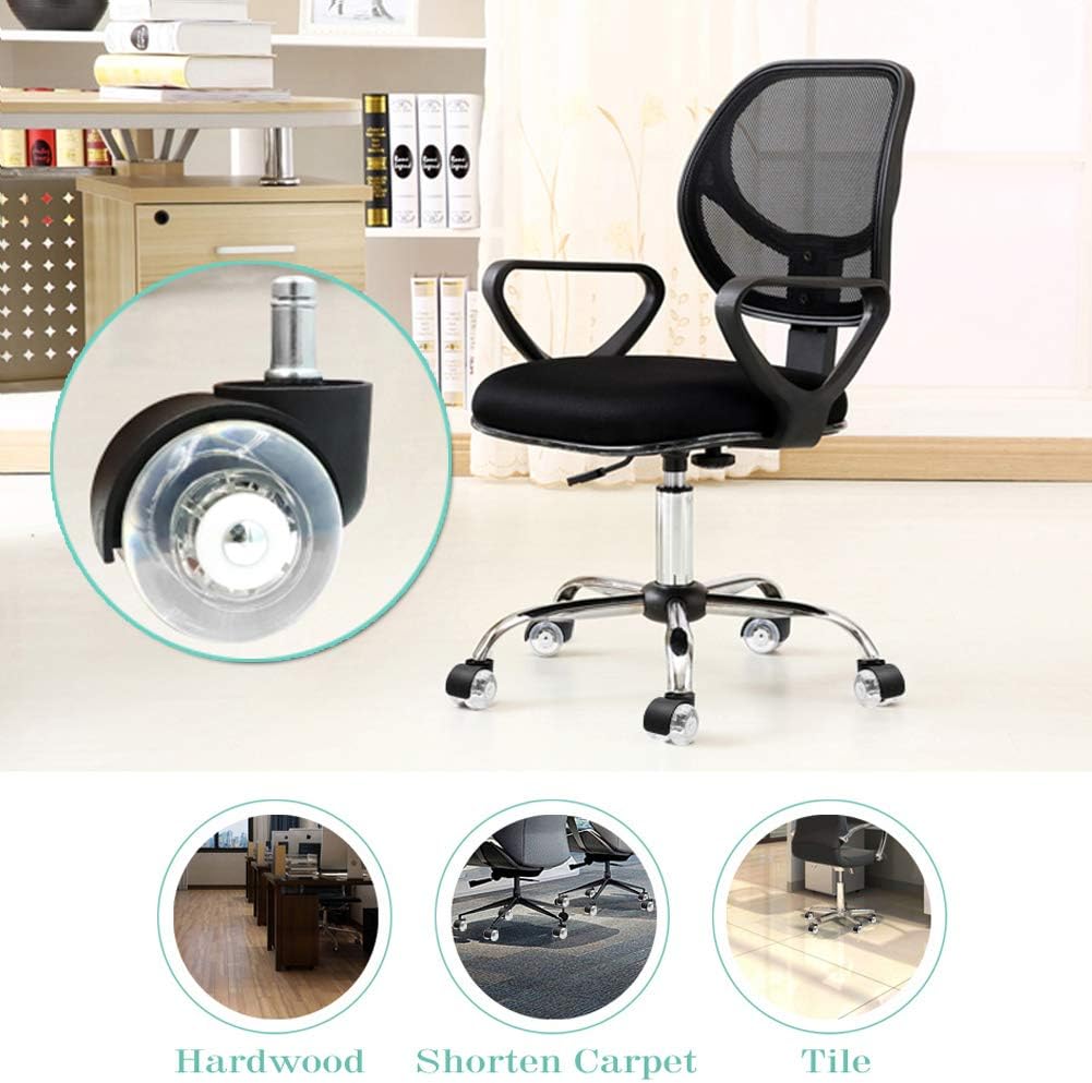Office Chair Caster Wheels, 2 inch Double Wheel Transparent casters, Newly Revolutionary Ball Bearing Design, Soft Rubber Caster Heavy Duty Safe Protection for All Floors Set of 5 : Office Products
