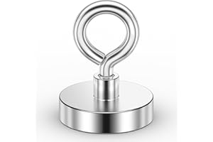 VNDUEEY Neodymium Fishing Magnets, 200 lbs Pulling Force, Rare Earth Magnet with Countersunk Hole Eyebolt for Retrieving in River Lake, Beach, Lawn -1.77 inch