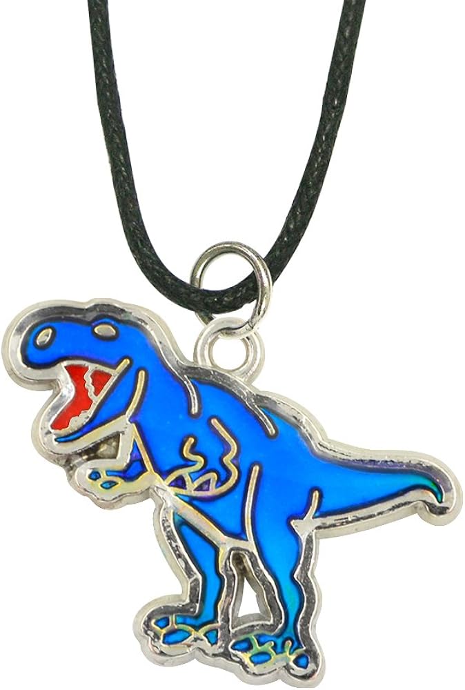 Fun Jewels Handmade T-Rex Dinosaur Pendant Color Change Mood Necklace For Boys Girls Animal Jewelry: Clothing