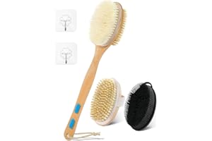 Wohohoho 5Pcs Body Scrubber Shower Brush Set, Bath Dual-Sided Long Handle Back Scrubber, Ddouble-Sided Silicone Body Scrubber