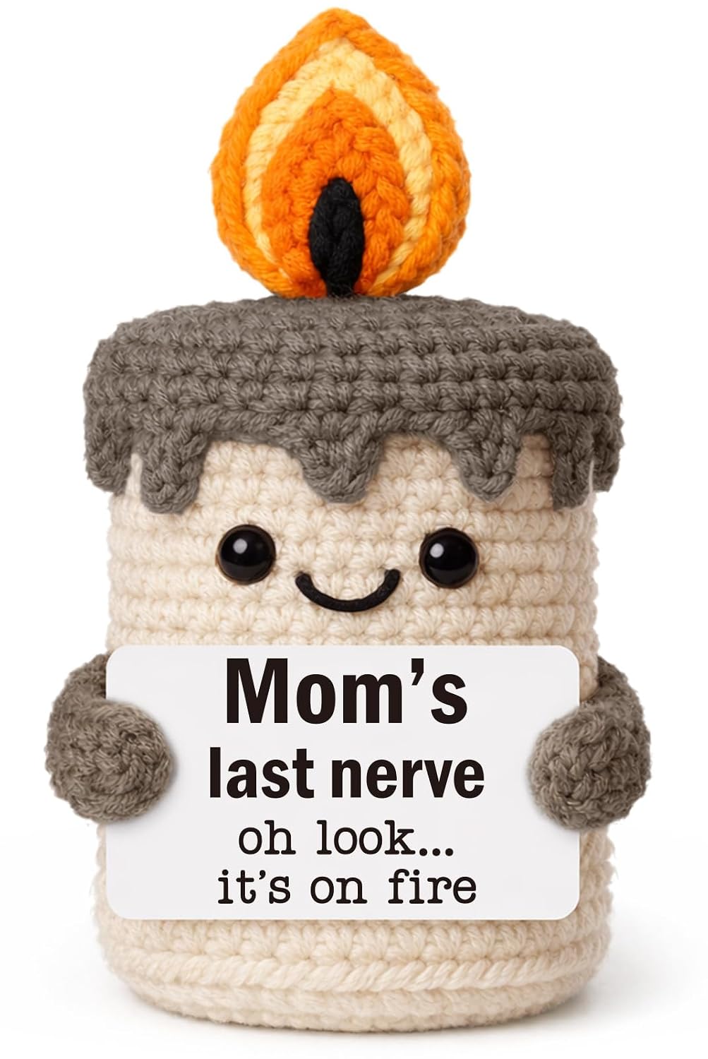 YUEYUQIU Funny Mom Birthday Gift from Daughter Son, Handmade Crochet Candle | Funny Gag Gifts for Mom Mama Mommy Mother in La