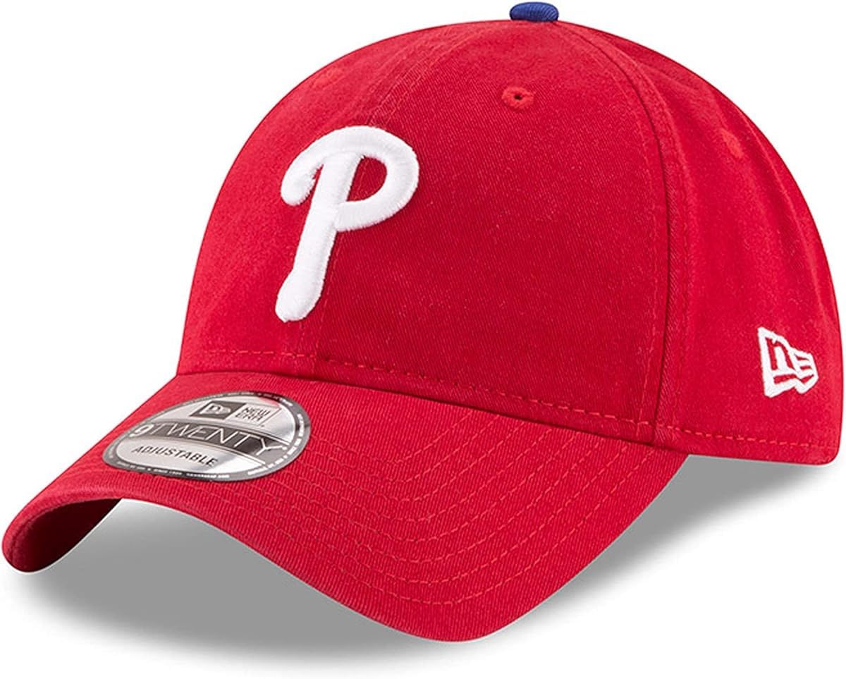 Photo 1 of New Era MLB Core Classic 9TWENTY Home Team Color Adjustable Hat Cap One Size Fits All (US, Alpha, One Size, Philadelphia Phillies Red)