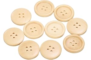 HARFINGTON 10pcs 40L Wooden Sewing Button 1"(25mm) 4 Holes Wood Round Craft Replacement Buttons for Clothing DIY Crafts Decor