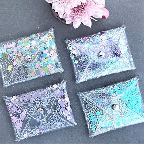 Coin Purse Bulk, Clear Glitter Coin Purse Set of 4