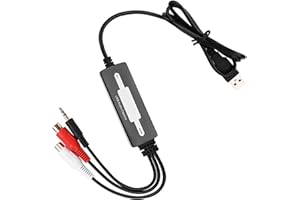 Funien USB Audio Capture Recorder Card Portable Music Converter for Turntables Cassettes CD Players, Supports MP3/WAV Convers