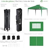 VOUNOT 3m x 3m Pop Up Gazebo with Sides Central Lock System Green view 2