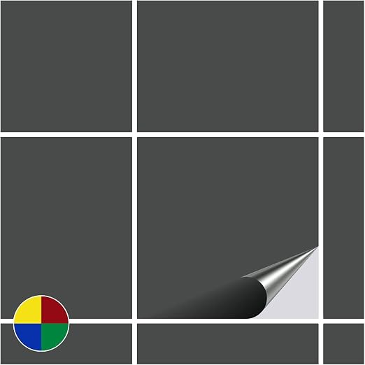 Foliesen Carrelage Adhésif Pour Cuisine Et Salle De Bain Gris Foncé Brillant 20 X 20 Cm 40 Pièces