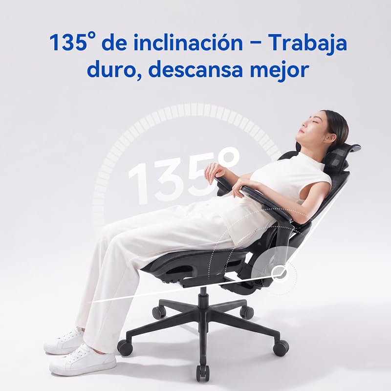 B300 Pro Silla Ergonómica Oficina Soporte Lumbar Adaptativo, Negro — foto 4 de 8