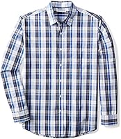 Amazon Essentials Men's Regular-Fit Long-Sleeve Plaid Shirt, Blue/White Plaid, Small