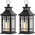 NEEDOMO 2Pack Decorations Indoor, Outdoor Led Lanterns Decorative for Table Centerpieces, Vintage Metal Hanging Candle Holder, Home Decor, Wedding, Party, Living Room, Patio, Porch