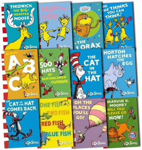 Dr. Seuss Collection 12 Books Set Pack (Fox in Socks, The Cat in the Hat Comes Back, Dr. Seuss' ABC, Hop on Pop, There's A Wocket In My Pocket, Horton Hears A Who!, Dr. Seuss' Sleep Book, Scrambled Eggs Super! and more)