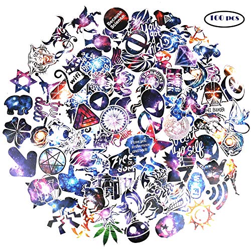 SubClap Laptop Stickers-Waterproof Water Bottle Vinyl Decal Computer Stickers 100pcs for Notebook MacBook iPhone iPad Car Wall Bicycle Motorcycle Cool Graffiti,Galaxy Colorful