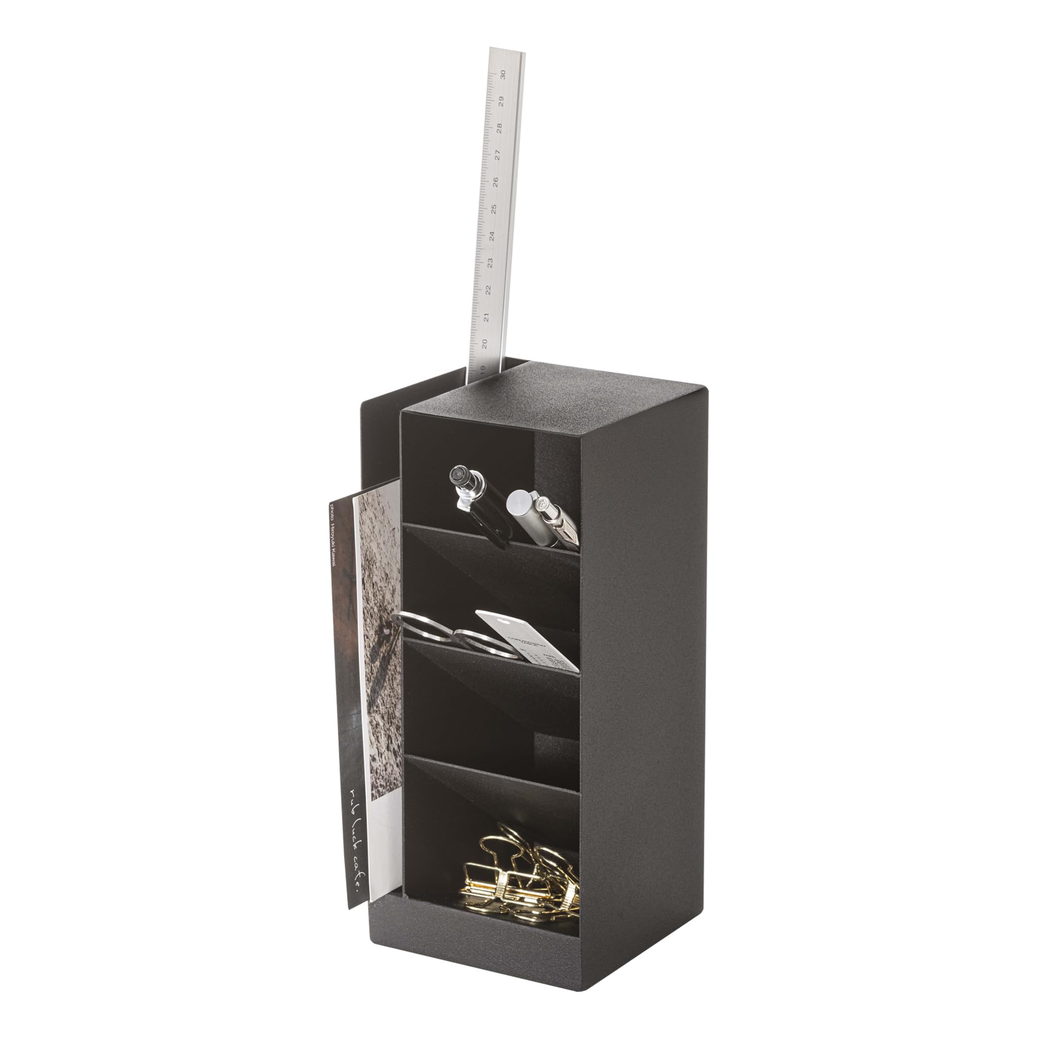 Yamazaki 3320 TOWER Pen Stand, black, Steel, Minimalist, 9 x 9 x 20 cm