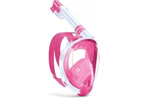 W WSTOO Kids Full Face Snorkel Masks,Suitable for Beginners Dry Top Snorkeling Gear,Can Your Mouth or Nose to Breathe,180 Degrees Panoramic View,Anti-Fog Anti-Leak,Summer Travel and Vacationing Gifts