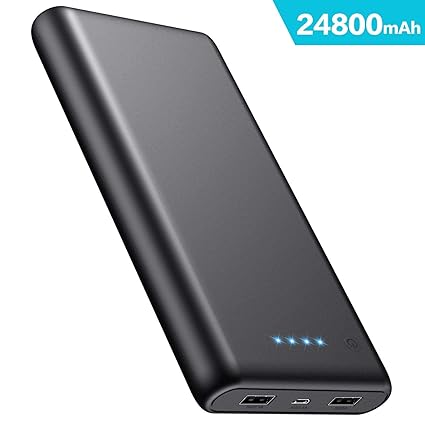 iPosible Batería Externa, Power Bank [24800mAh] Ultra Alta Capacidad Cargador Portátil Móvil con 2 Puertos Salidas USB Alta Velocidad y 4 LED para ...