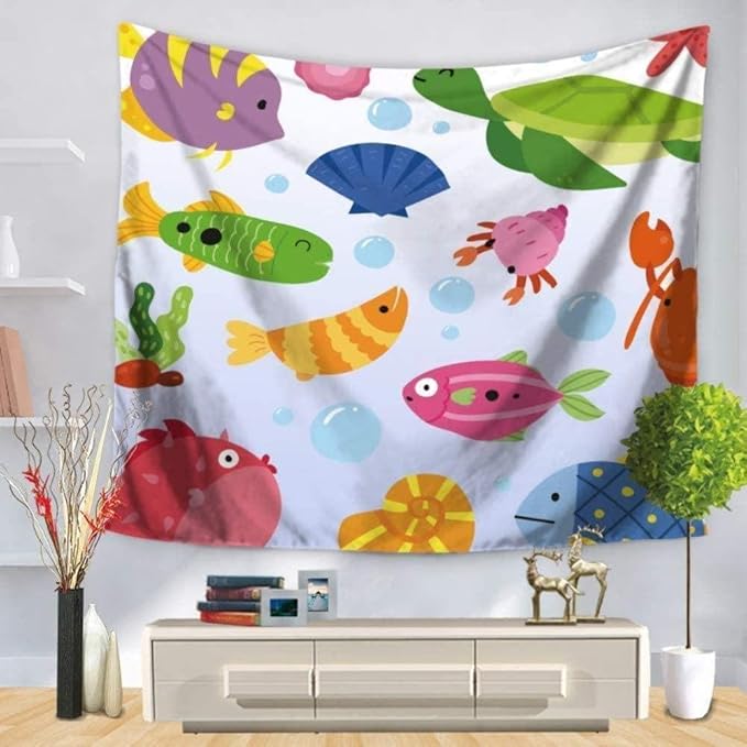 Yijiujiu Tapiz tapices de Pared Dibujos Animados Lindo pez Tropical