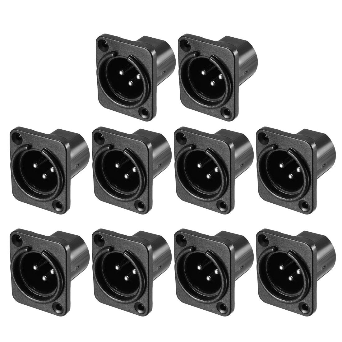 sourcing map 3-Pin XLR Male Jack Panel Mount for Microphone Connector Adapter Converter Audio Speaker Twist Lock 10Pcs YL3064
