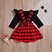 KONIGHT Baby Outfits Girl Long Sleeve T-Shirt Ruffle Top Overalls Strap Dress Clothes Set Plaid Skirt Winter