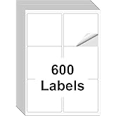 [100 Sheets 600 Labels] Shipping Labels 3 1/3"x4" Printable White 6 up Labels for Laser/Inkjet Printers, Mailing FBA Address Label Sticker Paper - Permanent Adhesive Label Blank
