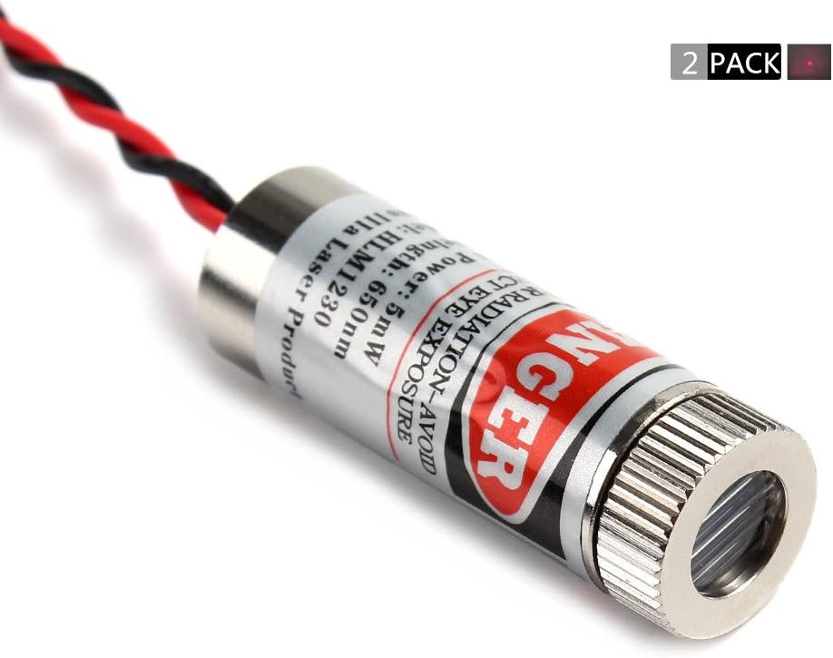 2 Pcs Focusable Laser Module 650nm 3-5V (Dot Laser)