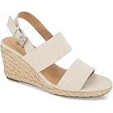 Style & Co. Womens Serennaa Canvas Slingback Wedge Sandals Beige 10 Medium (B,M), Natural Linen