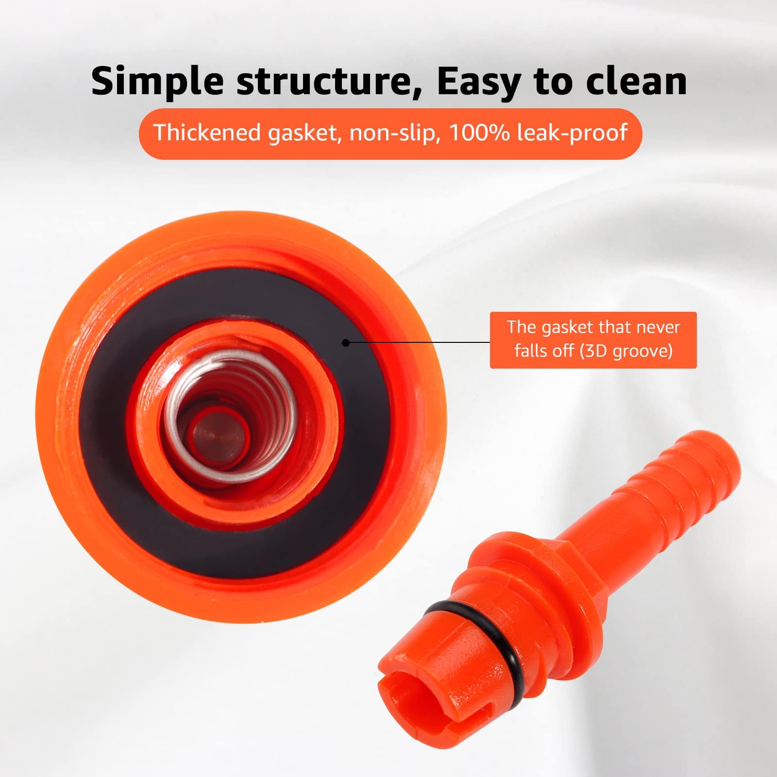 FERRODAY 3 Pack Carbonation Cap Forced Carbonation with PET Bottle 5/16 Barb CO2 Coupling to Carbonate Soda Beer Water PET Bottle Filling Carbonation Cap with No Fall Off Flat Gasket & Thick O-ring