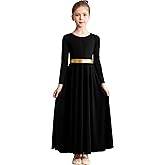 Sanmsoner Girls Praise Dance Dress Long Sleeve Liturgical Metallic Church Robe