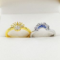 Gtrlums Sun and Moon Ring Set Sun And Moon Matching
