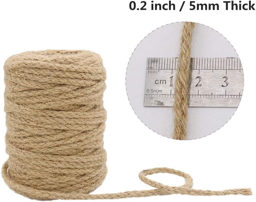 Tenn Well 5mm Jute Twine, 100 Feet Braided Natural Jute Rope for Artworks and Crafts, Macrame Projects, Gardening Applications : Office Products
