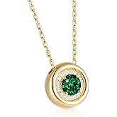 KSTYLE Gold Birthstone Necklace for Women 14K Gold Plated 925 Sterling Silver Pendant Necklaces for Women Dainty Personalized Round Gemstone Jewelry Birthday Gifts for Her Wife Mom Daughter
